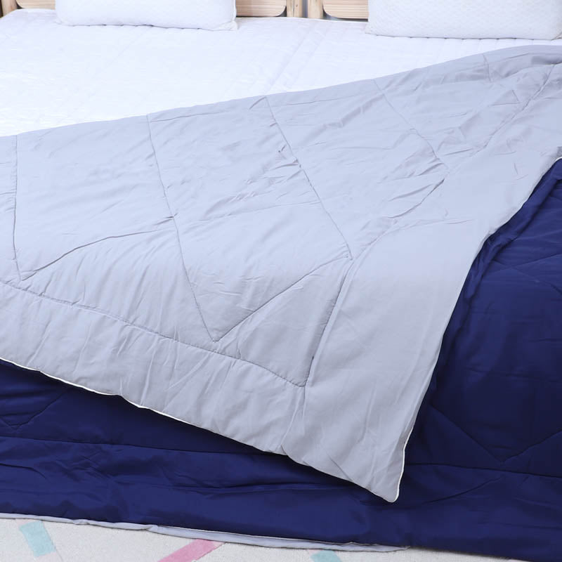 Buy Adova Reversible Microfiber Comforter (Blue & Grey) - 120 GSM Comforters & AC Quilts from Vaaree