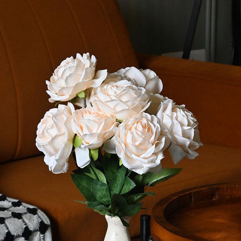 Buy Faux Everlasting Rose Flower Bunch - White Artificial Flowers from Vaaree