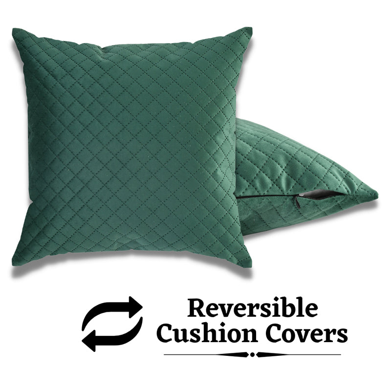 Buy Orson Quilted Velvet Cushion Cover (Green) - Set Of Five Cushion Cover Sets from Vaaree