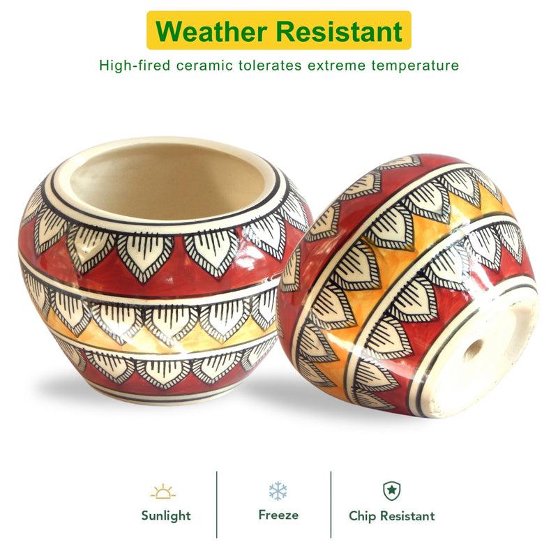 Buy Navya Ethnic Planter - Red & Yellow Pots & Planters from Vaaree