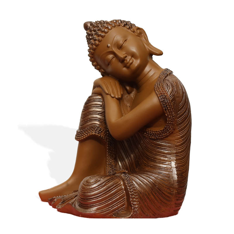 Buy Zen Resting Buddha Showpiece - Brown Showpieces from Vaaree