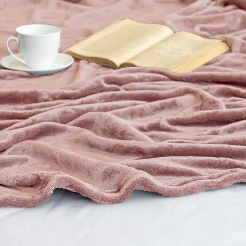 Buy Sarva Solid Knitted Cotton Flannel Blanket (Pink) - 190 GSM Blankets from Vaaree