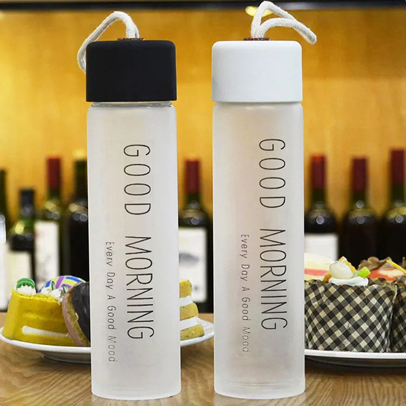 Bottle - Happy Morning 330 ML Water Bottle (White & Black) - Set Of Two