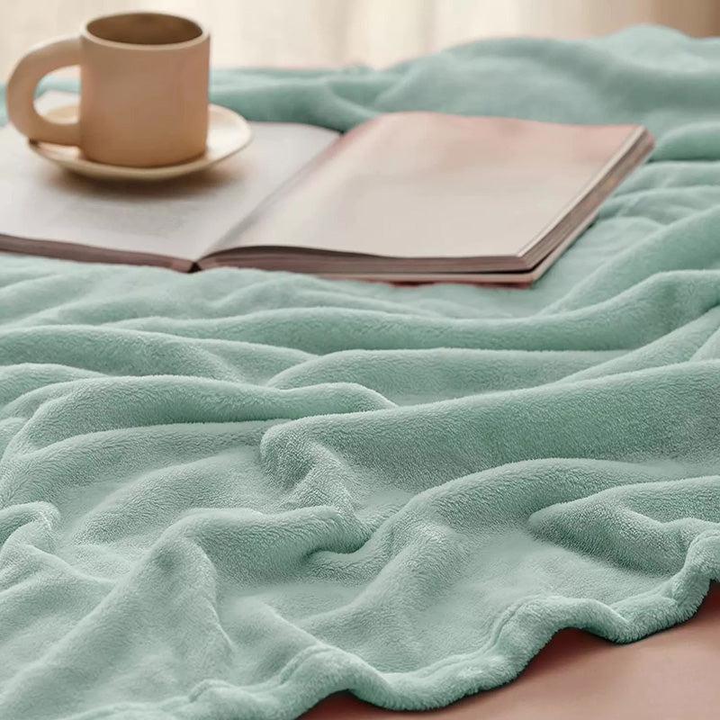 Buy Sarva Solid Knitted Cotton Flannel Blanket (Sea Green) - 190 GSM Blankets from Vaaree