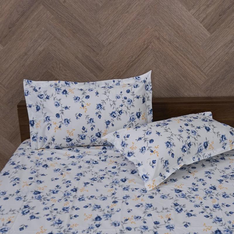 Buy Ramisa Floral Bedsheet - Blue Bedsheets from Vaaree