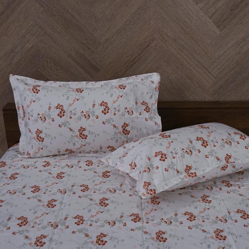 Buy Nivara Floral Bedsheet - White & Red Bedsheets from Vaaree