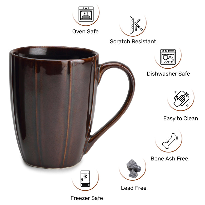 Buy Ciro Brown Ceramic Mug (300 ML) - Set Of Two Mug & Tea Cup from Vaaree