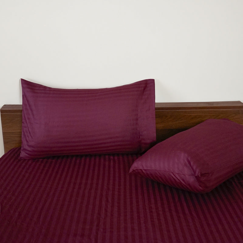 Buy Adalyn Striped Bedsheet - Wine Bedsheets from Vaaree