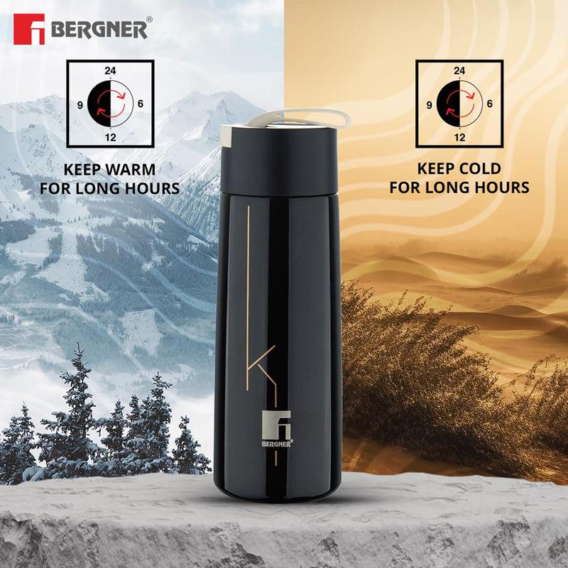 Buy Bergner Walking Thermosteel Hot and Cold Flask (Black) -350 ML Flask from Vaaree