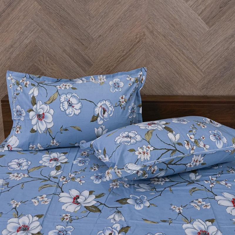 Buy Advina Floral Bedhseet - Blue Bedsheets from Vaaree