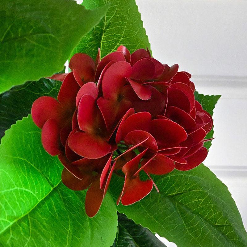 Buy Faux Everlasting Hydrangea Plant With Pot (Red) - 2.5 Feet Artificial Plants from Vaaree