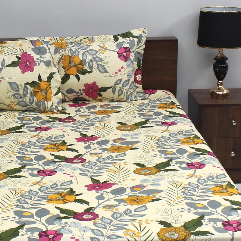 Bedsheets - Yahvi Floral Bedsheet - Yellow