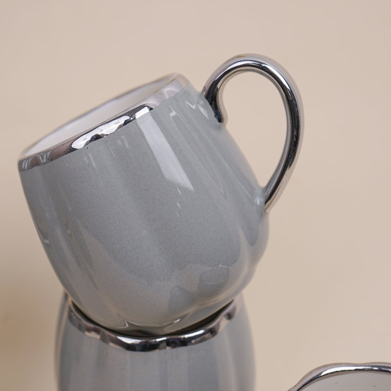 Buy Magina Grey Ceramic Cup (180 ML) - Set Of Six Mug from Vaaree