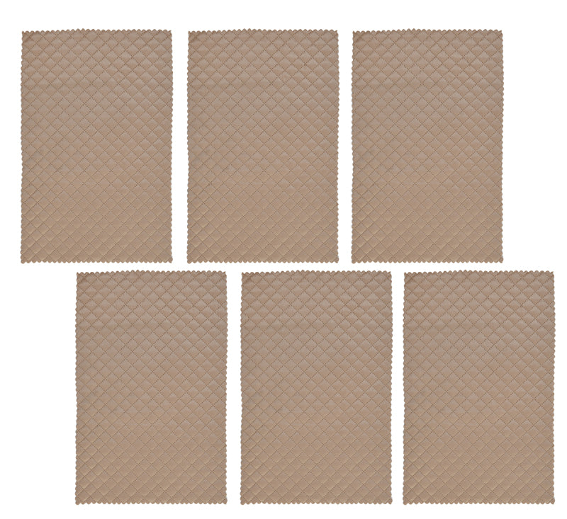 Table Mat - Osric Velvet Quilted Placemat (Beige) - Set Of Six