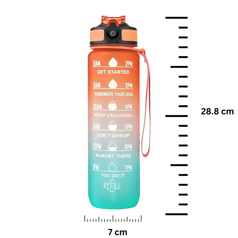 Buy Motivational Water Bottle With Time Marker (1000 ML) - Blue & Orange Bottle from Vaaree