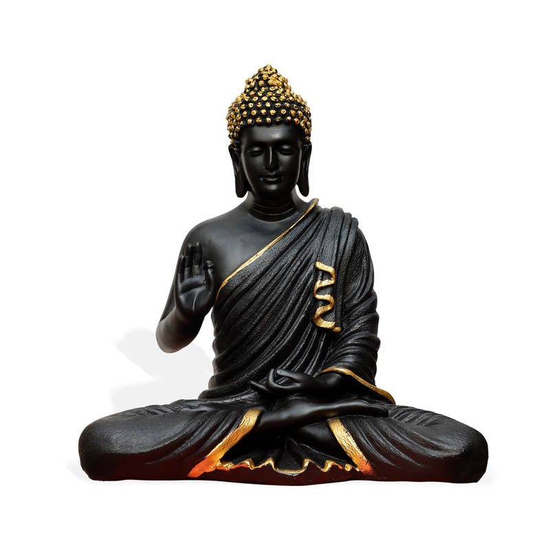 Buy Buddha Charitha Showpiece - Black & Gold Showpieces from Vaaree