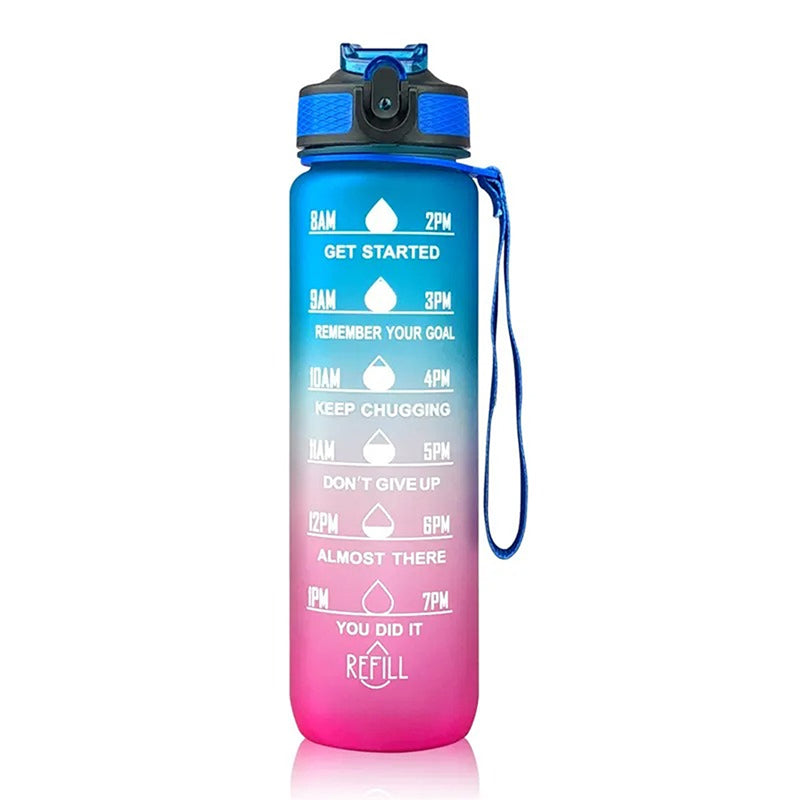 Buy Motivational Water Bottle With Time Marker (1000 ML) - Blue & Pink Bottle from Vaaree