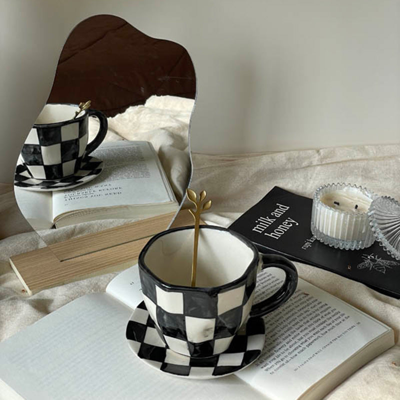 Buy Checkmate Cup & Saucer (240 ML) - Four Piece Set Tea Cup & Saucer from Vaaree