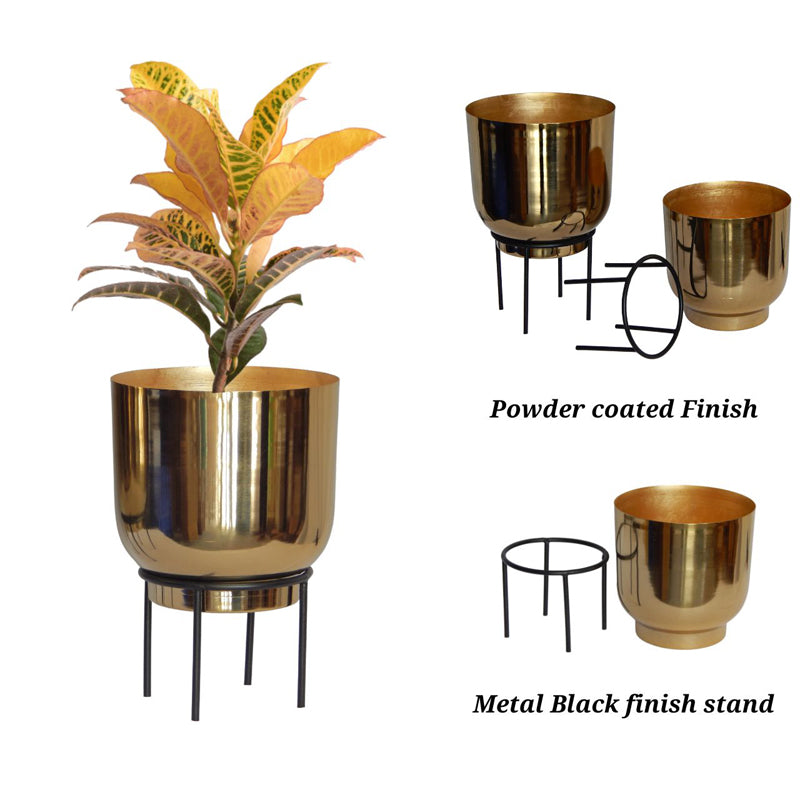 Buy Mazor Metal Planter (Gold) - Set Of Two Pots & Planters from Vaaree