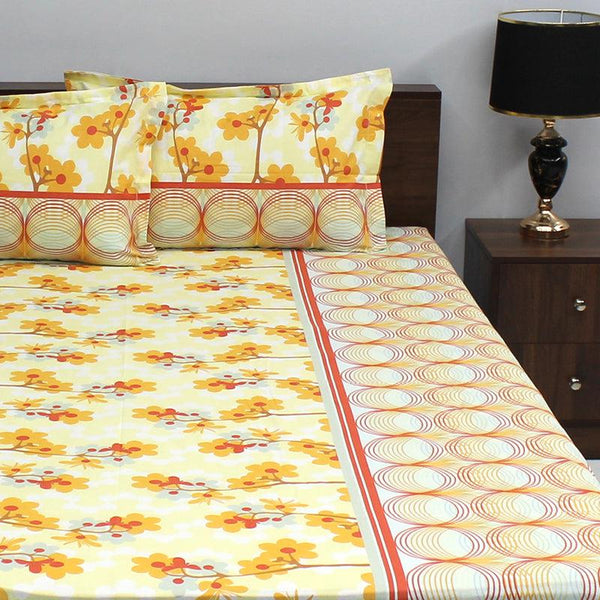 Bedsheets - Warhi Floral Bedsheet - Yellow