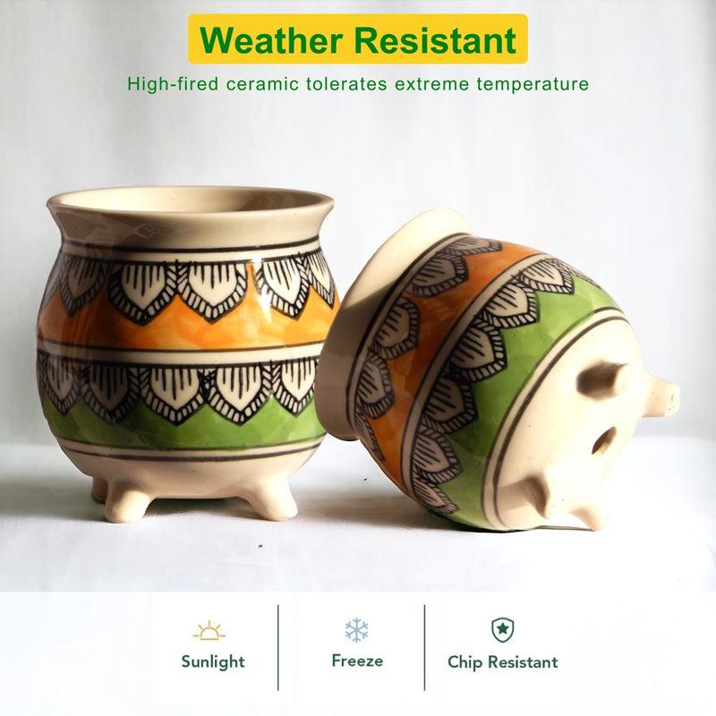 Buy Druva Ethnic Planter - Green & Yellow Pots & Planters from Vaaree