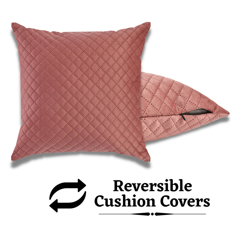 Buy Orson Quilted Velvet Cushion Cover (Pink) - Set Of Five Cushion Cover Sets from Vaaree