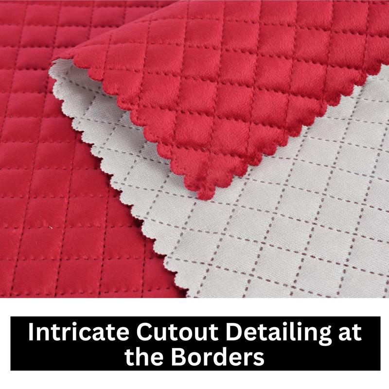 Buy Osric Velvet Quilted Placemat (Red) - Set Of Six Table Mats from Vaaree