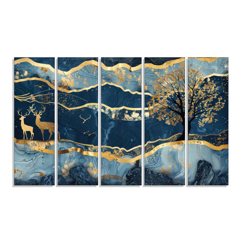 Buy Goldline Ethereal Wall Painting - Set Of Five Wall Art & Paintings from Vaaree