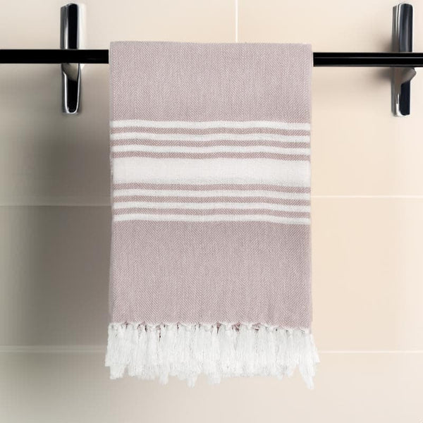 Buy Striped Bliss Bath Towel - Beige at Vaaree online | Beautiful Bath Towels to choose from