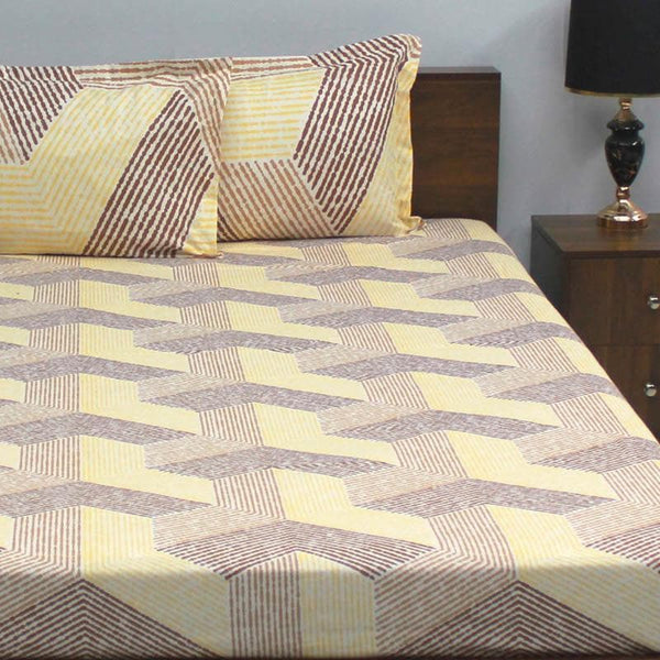Buy Streamline Symphony Bedsheet - Yellow & Brown at Vaaree online | Beautiful Bedsheets to choose from