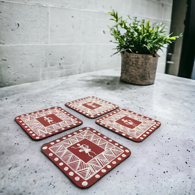 Coaster - Shilova Handcrafted Coaster (Red) - Set Of Four