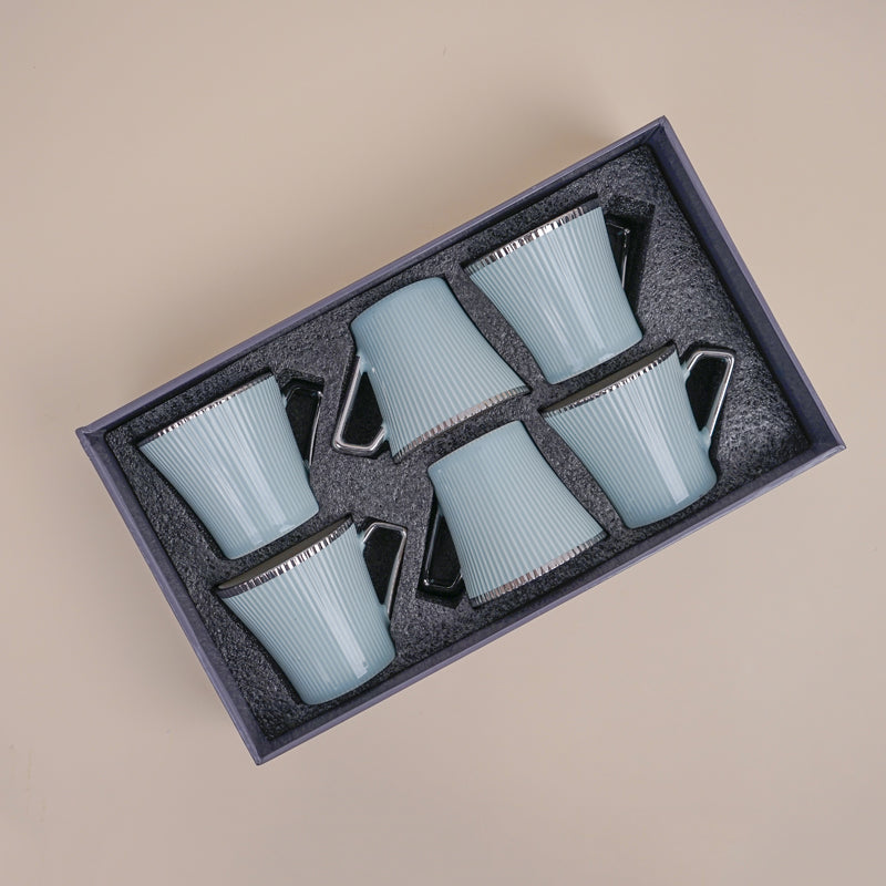 Buy Thira Blue Ceramic Cup (180 ML) - Set Of Six Mug from Vaaree