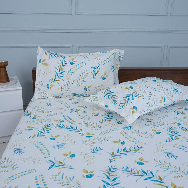 Buy Bijul Floral Bedsheet - Blue & Green Bedsheets from Vaaree