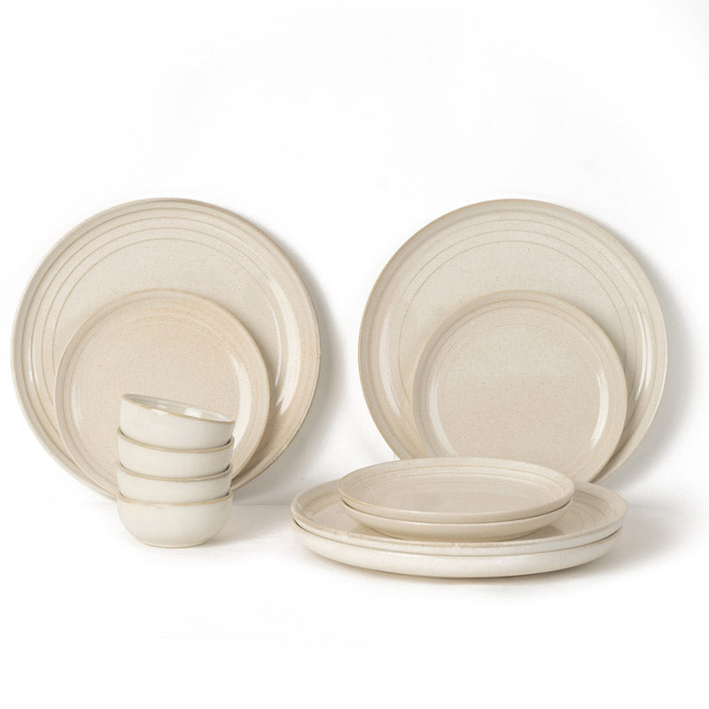 Buy Estia Dinner Set (Spanish White) - Twelve Piece Set Dinner Set from Vaaree