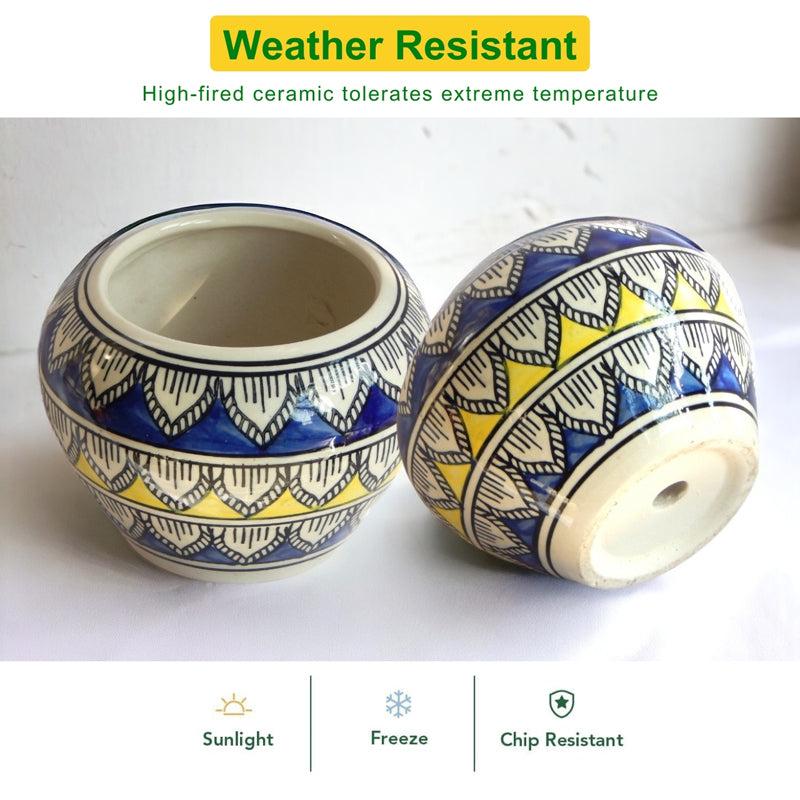 Buy Navya Ethnic Planter - Blue & Yellow Pots & Planters from Vaaree