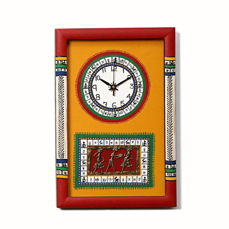 Wall Clock - Sanjoya Warli Wall Clock - Yellow