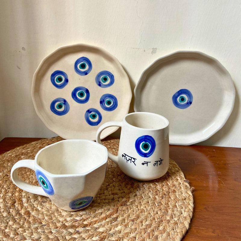 Buy Evil Eye Muse Tea & Snack Set - Four Piece Set Mug & Tea Cup from Vaaree