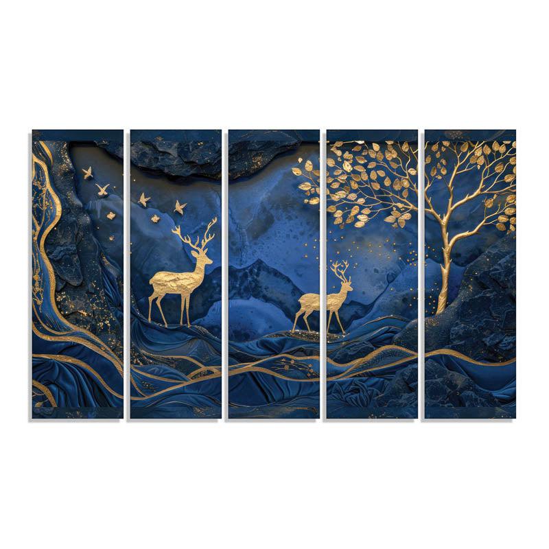 Buy Goldline Wall Painting - Set Of Five Wall Art & Paintings from Vaaree