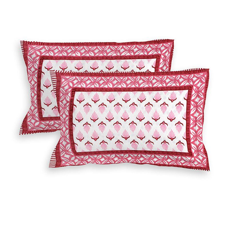 Buy Poppy Bloom Ethnic Bedsheet - Red & White Bedsheets from Vaaree