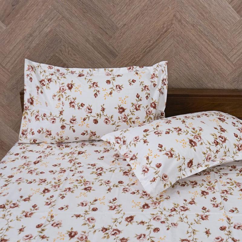 Buy Ramisa Floral Bedsheet - Brown Bedsheets from Vaaree