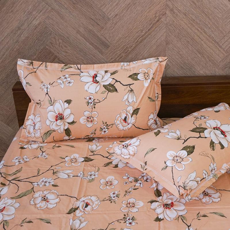 Buy Advina Floral Bedhseet - Beige Bedsheets from Vaaree