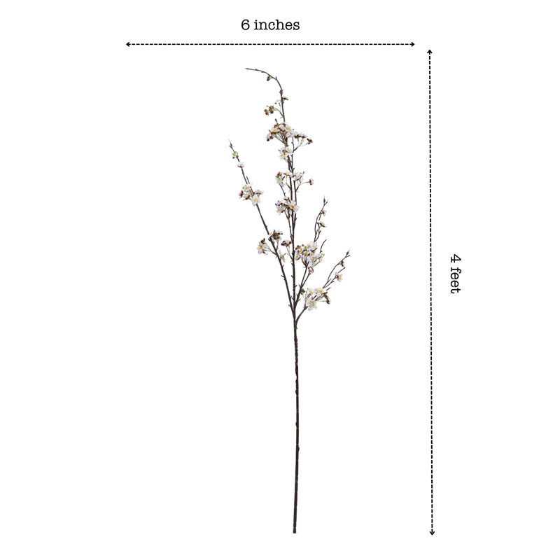 Buy Faux Realistic Cherry Blossom Stick - White Artificial Flowers from Vaaree