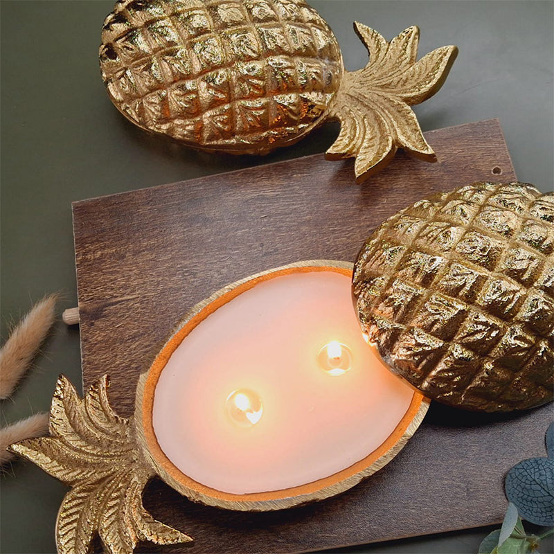 Buy Luxe Pineapple Oudh Scented Candle - Gold Candles from Vaaree