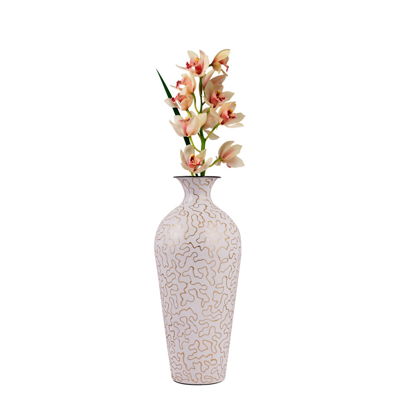 Buy Iora Lacquered Vase - White & Gold Vase from Vaaree