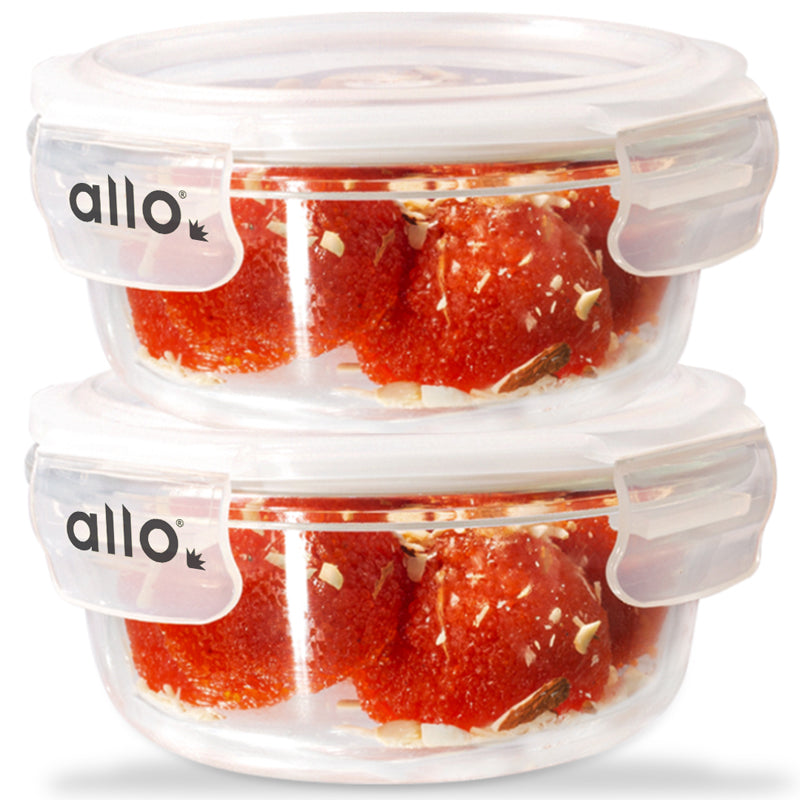 Container - Oliva Round Glass Storage Container (400 ML) - Set Of Three