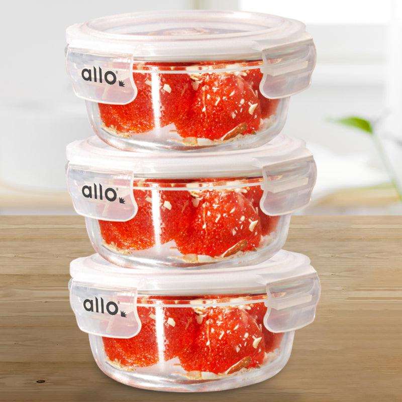 Buy Oliva Round Glass Storage Container (400 ML) - Set Of Three Container from Vaaree