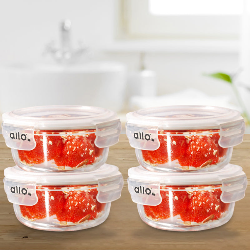 Container - Oliva Round Glass Storage Container (400 ML) - Set Of Four