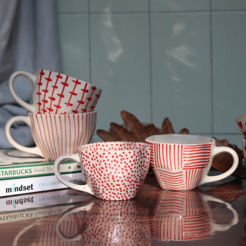 Buy Elian Ceramic Cup (250 ML) - Set of Six Mug & Tea Cup from Vaaree