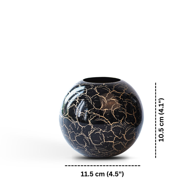 Buy Manva Crackled Ball Vase (Black) - Small Vase from Vaaree