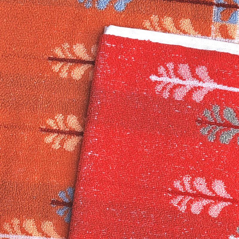 Buy Treevo Hand Towel (Red & Orange) - Set Of Two Hand & Face Towels from Vaaree